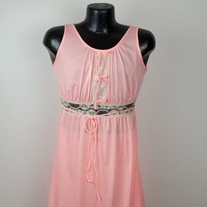 Vintage Avian neon nightgown sheer lace women size M